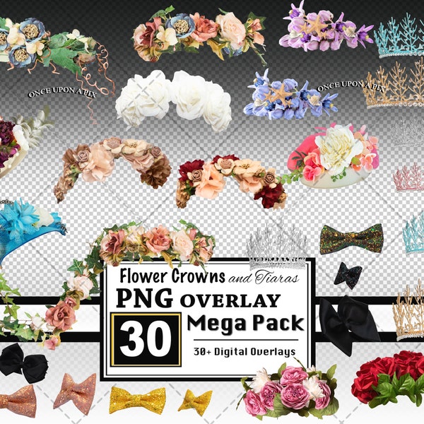 Flower Crown Overlay Floral Head Wreath Tiara Bow Overlay Digital, Crown, Photoshop, Flower Headpieces PNG Clipart Flower Headband Wreath