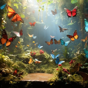 Digital Background Fairy Digital Backdrop Fairy Tale Photography Backdrop Magical Forest with Butterflies Fairies Background