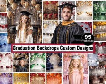 Graduation Photography Backdrops, Celebration Photo Templates (Digital Download)