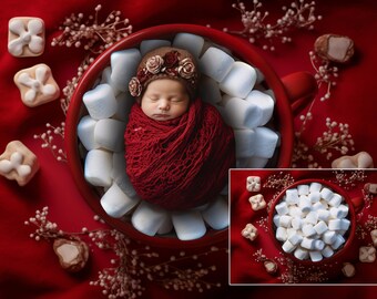 Newborn Digital Backdrop Photography, Christmas Insert Baby Digital Background for Girl Boy Add Digital Photo Prop Composite, Cocoa Backdrop