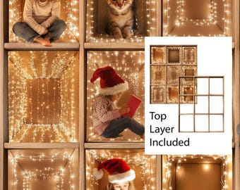 9 Rectangular Box Digital Backdrop Twinkling Lights Intuitive Christmas Background Template Cardboard Cards Png IN The Boxes Kids Dogs Pets