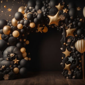 Gothic Dreams Halloween Balloon Arch Garland Digital Backdrop Studio Background Balloon Digital Backdrops Toddler Background Photoshop Black