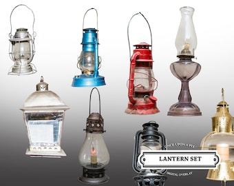 Lantern Overlay HUGE 16 PACK! Fairy Lamp, Rustic, Lights, PNG, Glass, Pioneer, Old West, For Photoshop,  Glow, Christmas, Vintage