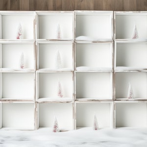 Plantilla de 16 cajas blancas vacías, dentro de la caja, foto de vacaciones de clase, superposición digital jpeg, caja vacía de vacaciones, diversión de caja de cartón de invierno