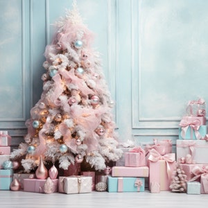 Sfondo natalizio Sfondo digitale vacanza rosa pastello Scheda fotografica di famiglia innevata Sfondo digitale composito Photoshop Scarica foto