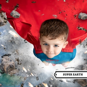 EARTH Superhero Digital Background Super Backdrop BONUS Cape / Dust Overlays Man Photoshop Backdrop Comics Hero Composite Superheroes World