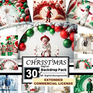 30 Christmas Backdrop / Christmas Digital Studio Digital Background, Christmas Backgrounds for Photoshop Composite Family Card Photo Toddler