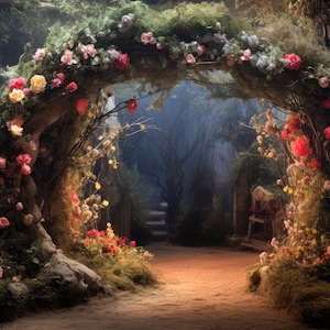Digital Background Woodland Fairy Digital Backdrop Painterly Fairy Photography Backdrop Magical Forest Arch Large Window Background Trees