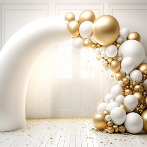 Ouro branco natal digital pano de fundo balão arco fundo estúdio digital pano de fundo cartão de família criança foto maternidade sobreposição photoshop