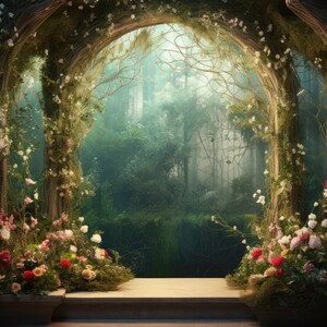 Fairy Tale Arch Digital Background Window Digital Backdrop Sparkle Fairy Tale Photography Fairies Backdrop Forest Digital Background Fairies