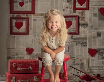 Valentine Newspaper Backdrop | Love Enchanting Heart Photography | Romantic Editorial Photo Studio | Card Background Replacement