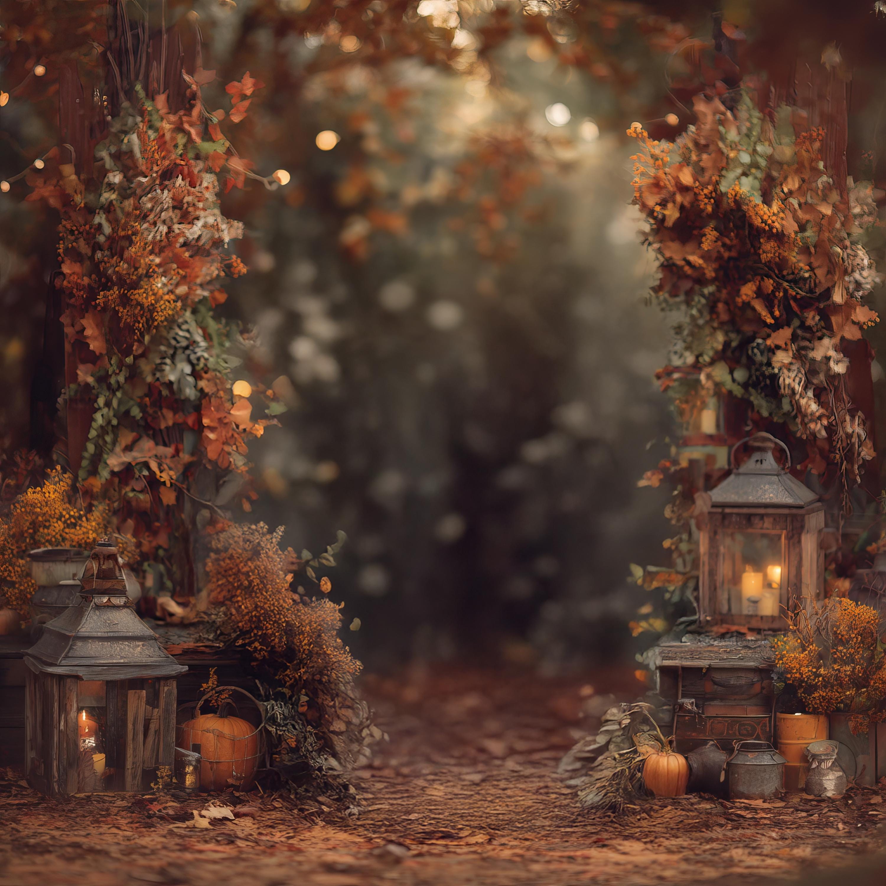Dreamy Fall Digital 'old Masters' Backdrop Bench Leaves Bokeh ...