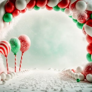 Arco de doces natal cenário digital balão fundo estúdio cenários digitais cartão de família criança foto sobreposição fundo photoshop