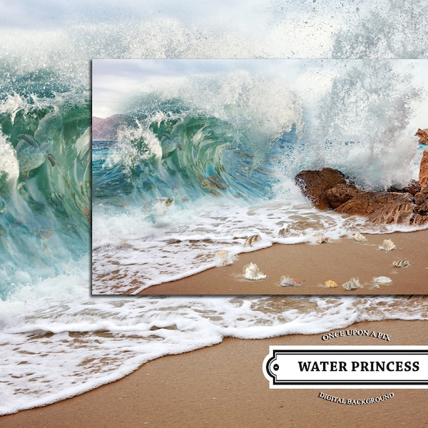 Ocean Princess Digital Background Princess Backdrop Digital Water Waves Backdrop Composite Photography Sea Sand Background Princess Overlay