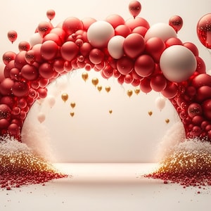 Pano de fundo digital de natal, vermelho, rosa, balão, arco, estúdio, cenários digitais, cartão de família, criança, foto, fundo de sobreposição, photoshop