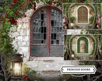 Door in the Forest Princess Digital Background Set Childrens Fantasy Composite Backdrop Composite Backdrop Fairy Tale Background
