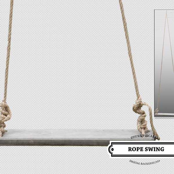 Small Digital Rope Swing PNG Photoshop Overlay Digital Wooden Board With Rope Cut Out/ Porch Swing Backdrop Rustic, Vintage, Composites