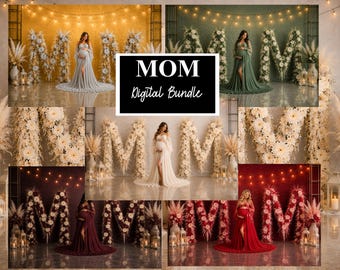 MOM Digital Backdrops Floral Maternity Boho Industrial for Photoshop Composite Pregnancy Digital Overlays Fine Art Studio Background JPG