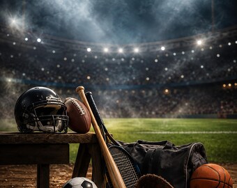 Digital Sports Digital Backgrounds Stadium Lights Digital Backdrop Poster Team Photos Football Softball Soccer Cheer Basketball