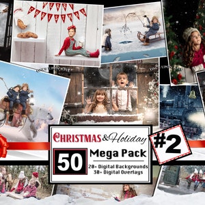 50+ Christmas Backgrounds, Charming Digital Overlays & Backdrops, Fine Art Christmas Santa templates, Card Background, Snow, Photoshop