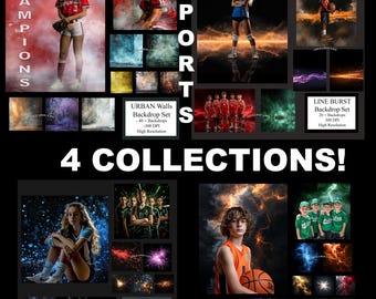 170+ Sports Backgrounds & Overlay Bundle, Smoke Lightning Overlays and Digital Backdrops for Football Softball Soccer Tennis Basketball, Fog