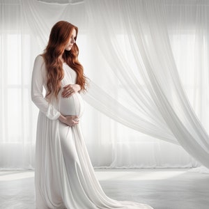 Backlit Window Digital Backdrop White Room Photoshop Overlays Portrait Photo Texture Maternity Photography Sheer WhiteCurtain Background