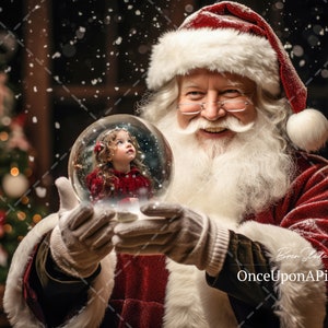 Sfondo digitale Sfondo natalizio Babbo Natale che tiene una palla di neve Modello di Natale facile e intuitivo digitale per compositi Palla di neve Cane Animale domestico