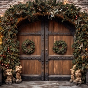 Weihnachten Hintergrund Urlaub Doppeltüren digitale Kulisse, Familien-Foto-Karte zusammengesetzte Photoshop digitale Kulisse, Download Hintergrund Magie