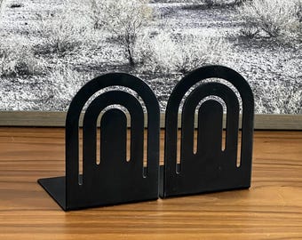 Spektrum Div. Designs Vintage 80er Jahre Rainbow Arch Buchstützen Pop Art Schwarz - PAAR