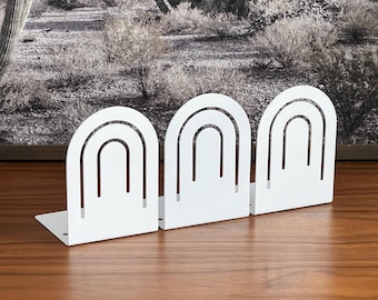 Spektrum Div. Designs Vintage 80er Jahre Rainbow Arch Buchstützen Pop Art Weiß - 3er SET