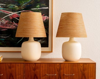 Pair of Lotte and Gunnar Bostlund Bone Stoneware Table Lamps