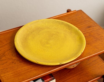 Vintage Large 17 inch Yellow Ceramic Tray | Serving Platter | Center Piece