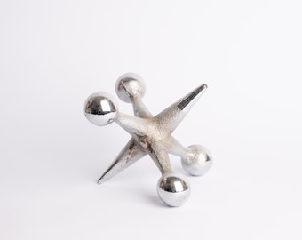 Bill Curry Design Line Chrom Jack Jax Briefbeschwerer Buchstütze Skulptur Mid Century Modern