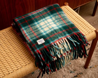 Vintage Paris Wollmühlen Stayton Oregon Multi karierte Wolle Fransen Decke werfen