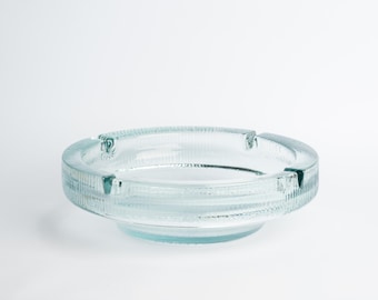 Cenicero grande vintage de vidrio macizo de 25 cm (10 pulgadas)