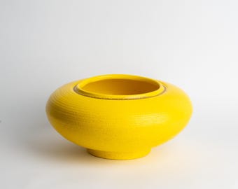 Vintage Mid Century Modern gelbe Keramik Pflanztopf Vase