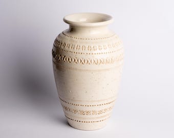 Vintage Bitossi für Pier 1 Off-White Vase 10"Heavy Pottery Made in Italy
