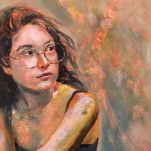 Portrait of girl, original acrylic portrait, edgy portrait