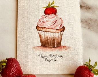 Watercolor notecard, birthday card, food illustration