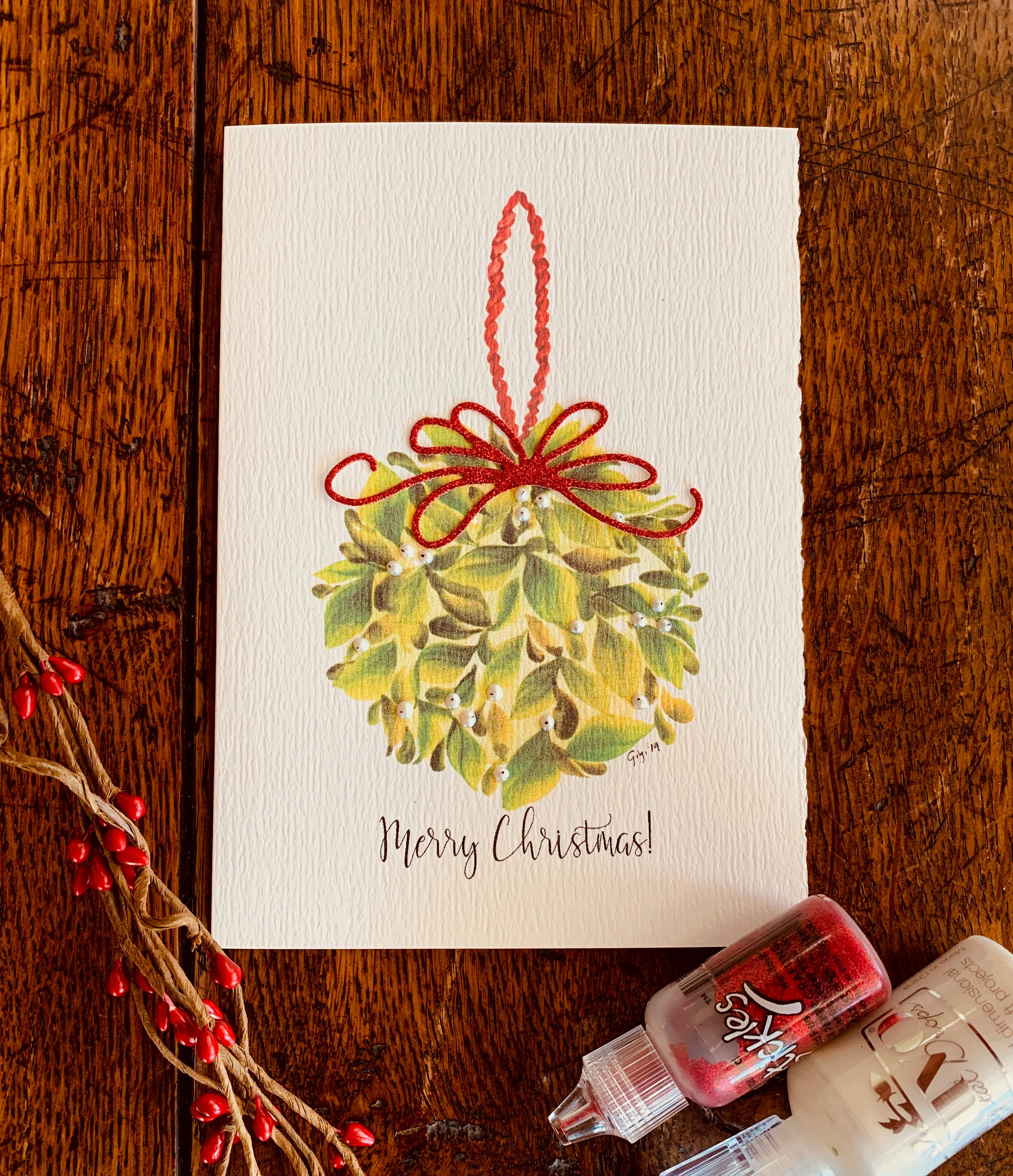 Handmade Watercolor Christmas Card