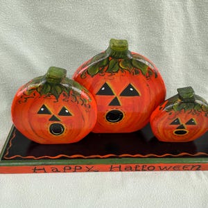 Halloween decor, wooden decorations, pumpkin, jack-o-lantern