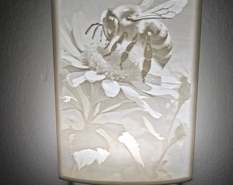 3D Gedrucktes Biene Lithophane LED Nachtlicht - Bee On Flower