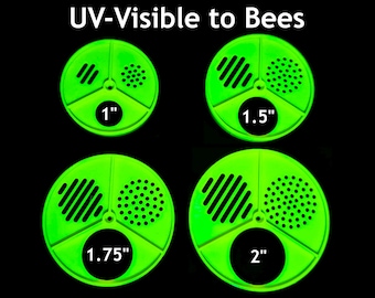 Set of 2 UV Swarm Trap Entrance Discs | 1", 1.5", 1.75", 2" Openings | Durable PETG Plastic | 3 Positions | Queen Excluder, Vent, Full Open