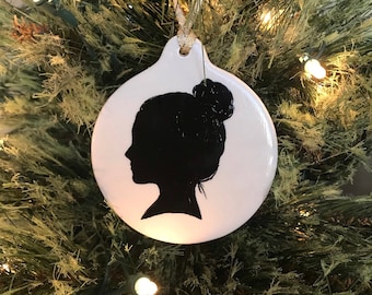 Hand Painted Silhouette Ceramic Christmas Ornament