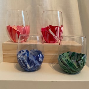 Hand Marbled Wine Glasses