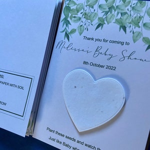 Foliage Plantable Seeded Paper Heart Baby Shower or Gender Reveal Neutral Favour