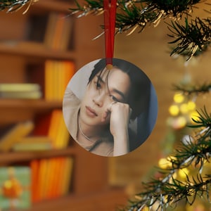 BTS Jimin Elle | Christmas Holiday Metal Ornaments