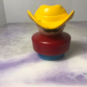 Vintage 1990s Fisher Price Little People Chubby Figure - Cowboy Yellow Hat, 90&#39;s Little People Figure!