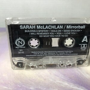 Sarah McLachlan- Mirrorball-  Cassette Tape Vintage Rock Album / Cassette Tape 90&#39;s  Music