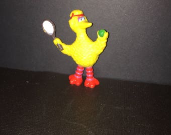 Vintage Applause Sesame Street Big Bird Tennis Player Figure PVC Big Bird Cake Topper Rare Vintage Toy! Sesame Street figure!